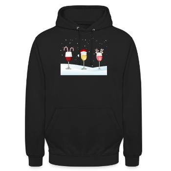 Weihnachten oder auch Weinachten, Weinliebhaber - Unisex Hoodie - Schwarz - Vorne - Alina (178cm) & Michal (187cm)