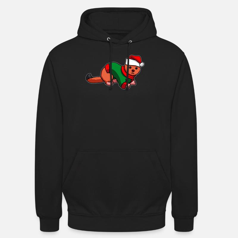 Belette avec pull de Noël - Sweat-shirt à capuche unisexe - noir