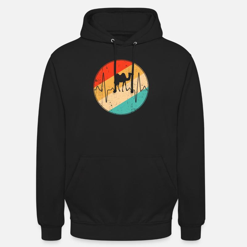 Kamel Retro Herzschlag - Unisex Hoodie - Schwarz