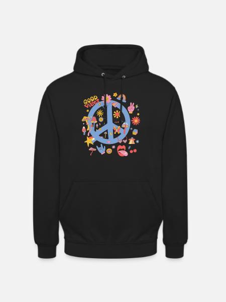 Retro Boho Peace Sign - Unisex Hoodie - black
