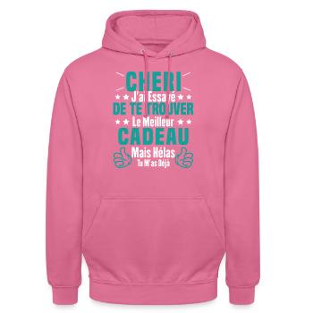 Chéri Saint Valentin Amour Couple Humour - Sweat-shirt à capuche unisexe - rose - Devant - Alina (178cm) & Michal (187cm)
