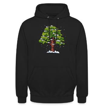 Forêt de chênes - Sweat-shirt à capuche unisexe - noir - Devant - Alina (178cm) & Michal (187cm)