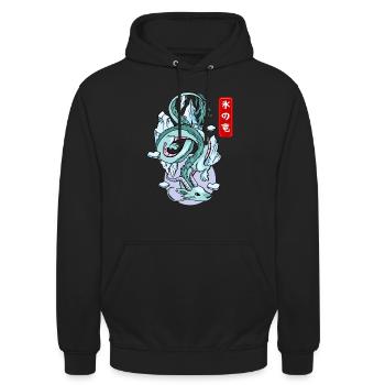 Japanischer Eisdrache Elementarer Mythos - Unisex Hoodie - Schwarz - Vorne - Alina (178cm) & Michal (187cm)