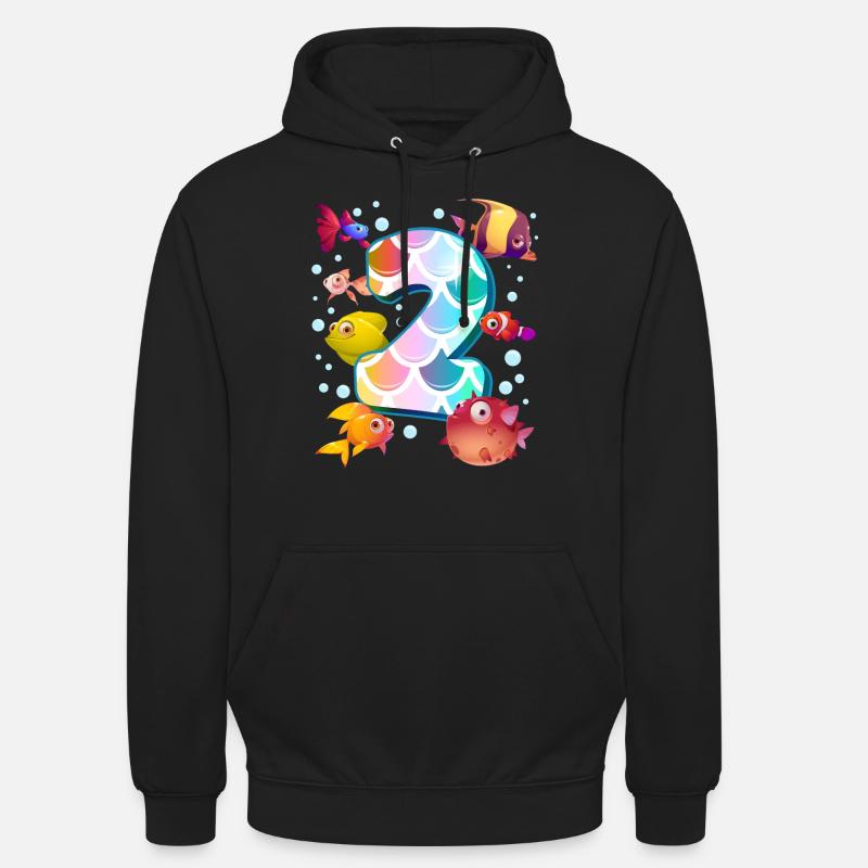 2e anniversaire | Rainbow Fish Anniversaire | - Sweat-shirt à capuche unisexe - noir