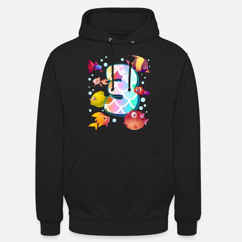 3e anniversaire | Rainbow Fish Anniversaire | - Sweat-shirt à capuche unisexe - noir