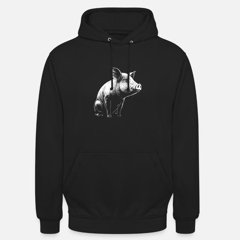 Pig Stencil White and Black - Unisex Hoodie - Schwarz