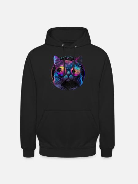 Cat sunglasses cat with glasses - Unisex Hoodie - black