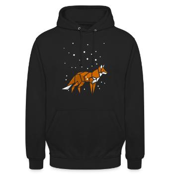 Origami-Fuchs unter dem Schnee - Unisex Hoodie - Schwarz - Vorne - Alina (178cm) & Michal (187cm)