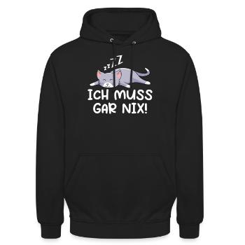 Ich Muss Gar Nix - Unisex Hoodie - Schwarz - Vorne - Alina (178cm) & Michal (187cm)