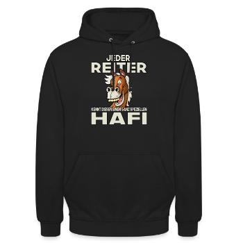 Haflinger Pferdemädchen - Westernreiten - Reiter - Unisex Hoodie - Schwarz - Vorne - Alina (178cm) & Michal (187cm)