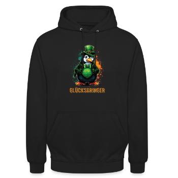 Lucky charm Penguin St. Patty - Unisex Hoodie - black - Front - Alina (178cm) & Michal (187cm)