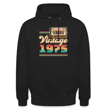 1975 Année de construction Idée cadeau vintage rétro - Sweat-shirt à capuche unisexe - noir - Devant - Alina (178cm) & Michal (187cm)