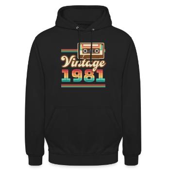 1981 Année de construction Idée cadeau vintage rétro - Sweat-shirt à capuche unisexe - noir - Devant - Alina (178cm) & Michal (187cm)