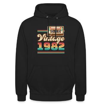 1982 Année de construction Idée cadeau vintage rétro - Sweat-shirt à capuche unisexe - noir - Devant - Alina (178cm) & Michal (187cm)