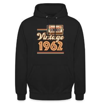 1962 Année de construction vintage - Sweat-shirt à capuche unisexe - noir - Devant - Alina (178cm) & Michal (187cm)