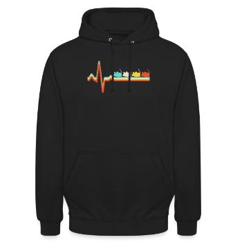 Maus Retro Herzschlag - Unisex Hoodie - Schwarz - Vorne - Alina (178cm) & Michal (187cm)