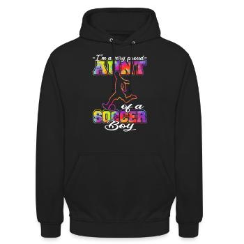 Tante d’un garçon de football - Joueur de football - Sweat-shirt à capuche unisexe - noir - Devant - Alina (178cm) & Michal (187cm)