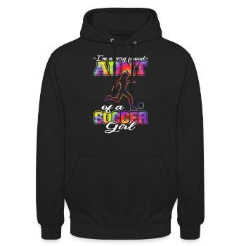 Tante d’une fille de soccer - Joueuse de soccer | Football - Sweat-shirt à capuche unisexe - noir - Devant - Alina (178cm) & Michal (187cm)