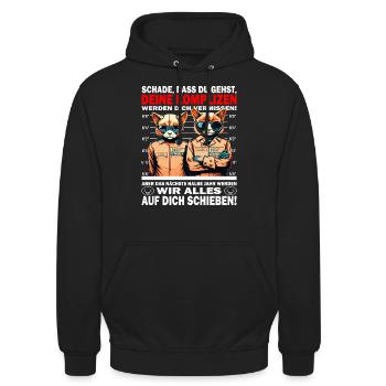 Werden dich vermissen - Jobwechsel - Unisex Hoodie - Schwarz - Vorne - Alina (178cm) & Michal (187cm)