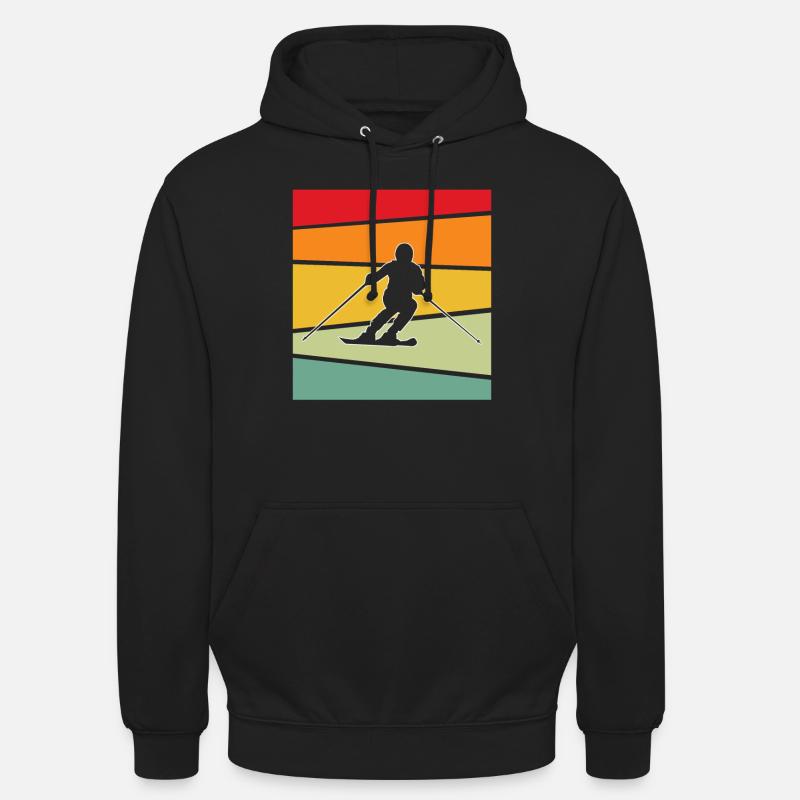 Ski rétro - Sweat-shirt à capuche unisexe - noir