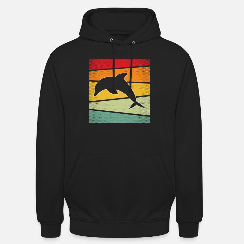 Dauphin Rétro - Sweat-shirt à capuche unisexe - noir