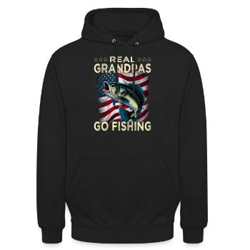 Real Grandpas Go Fishing - Unisex Hoodie - Schwarz - Vorne - Alina (178cm) & Michal (187cm)