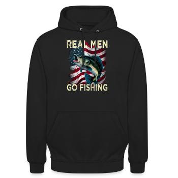 De vrais hommes vont à la pêche - Sweat-shirt à capuche unisexe - noir - Devant - Alina (178cm) & Michal (187cm)