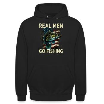 De vrais hommes vont à la pêche - Sweat-shirt à capuche unisexe - noir - Devant - Alina (178cm) & Michal (187cm)