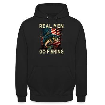 De vrais hommes vont à la pêche - Sweat-shirt à capuche unisexe - noir - Devant - Alina (178cm) & Michal (187cm)