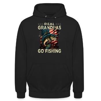 Real Grandpas Go Fishing - Unisex Hoodie - Schwarz - Vorne - Alina (178cm) & Michal (187cm)