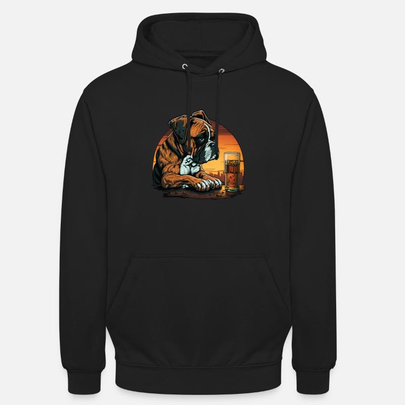 Grumpy Boxer boit du whisky - Sweat-shirt à capuche unisexe - noir