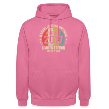 August 2017 6 Jahre Jubiläumsgeschenk - Unisex Hoodie - Pink - Vorne - Alina (178cm) & Michal (187cm)