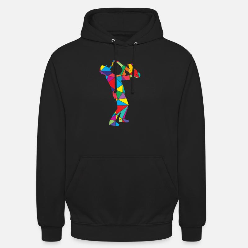 Low Poly Polygon Saxophon - Unisex Hoodie - Schwarz