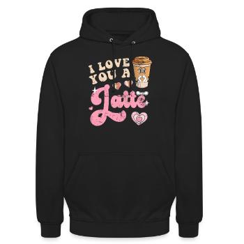 Groovy I Love You A Latte Coffee Lovers Valentine - Unisex Hoodie - Schwarz - Vorne - Alina (178cm) & Michal (187cm)