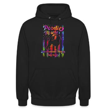 Caniche - Amoureux des chiens - Propriétaires de chiens - Sweat-shirt à capuche unisexe - noir - Devant - Alina (178cm) & Michal (187cm)