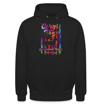 Corgi - Amoureux des chiens - Propriétaires de chiens - Sweat-shirt à capuche unisexe - noir - Devant - Alina (178cm) & Michal (187cm)