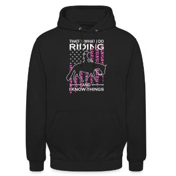 C’est ce que je fais Équitation - Équitation de l’Ouest - Sweat-shirt à capuche unisexe - noir - Devant - Alina (178cm) & Michal (187cm)