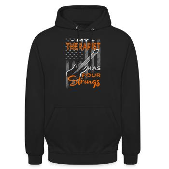 Bassspieler - Gitarre - Gitarrist - Unisex Hoodie - Schwarz - Vorne - Alina (178cm) & Michal (187cm)