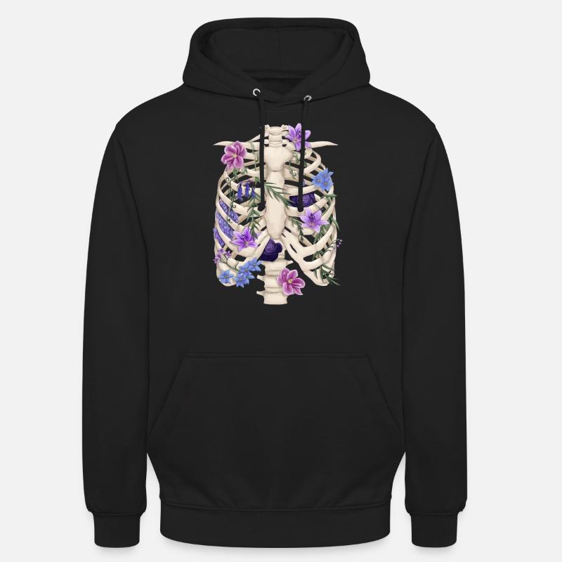 côtes avec fleurs - Sweat-shirt à capuche unisexe - noir