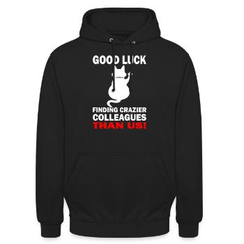 Good Luck | Abschiedsgeschenk - Jobwechsel - Unisex Hoodie - Schwarz - Vorne - Alina (178cm) & Michal (187cm)