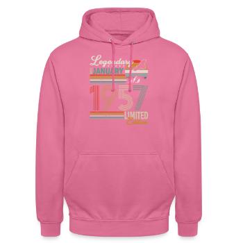 Geburtstag Legendär Seit Januar 1957 - Unisex Hoodie - Pink - Vorne - Alina (178cm) & Michal (187cm)