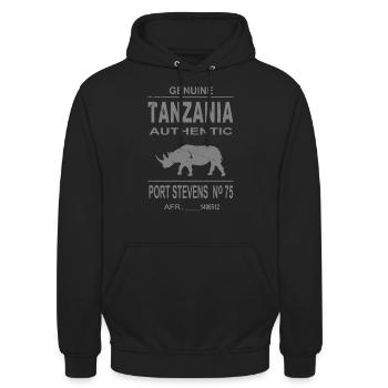 Tanzanie - Tanzanie - Rhinocéros - Sweat-shirt à capuche unisexe - noir - Devant - Alina (178cm) & Michal (187cm)
