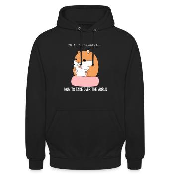 Le hamster conquiert le monde - Sweat-shirt à capuche unisexe - noir - Devant - Alina (178cm) & Michal (187cm)