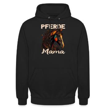 Pferdemama Pferdemädchen - Reiten - Westernreiter - Unisex Hoodie - Schwarz - Vorne - Alina (178cm) & Michal (187cm)