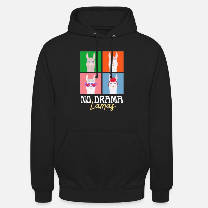 Pas de drame Lama - Sweat-shirt à capuche unisexe - noir
