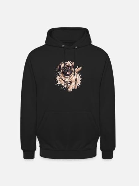 Cute Pug Little Dog - Unisex Hoodie - black