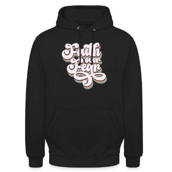 Faith Over Fear Retro - Unisex Hoodie - Schwarz - Vorne - Alina (178cm) & Michal (187cm)