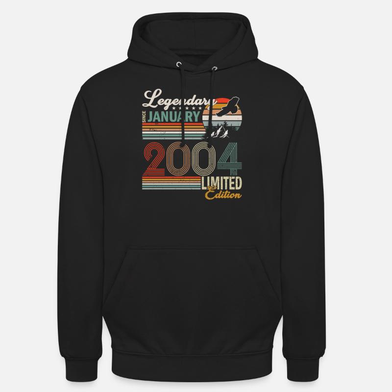 Janvier 2004 né - Sweat-shirt à capuche unisexe - noir