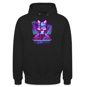 Musik Techno Fuchs Vaporwave DJ Rotfuchs - Unisex Hoodie - Schwarz - Vorne - Alina (178cm) & Michal (187cm)
