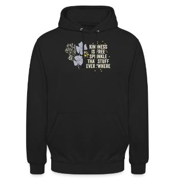 Freundlichkeit ist kostenlos, streuen Sie das Zeug überall - Unisex Hoodie - Schwarz - Vorne - Alina (178cm) & Michal (187cm)